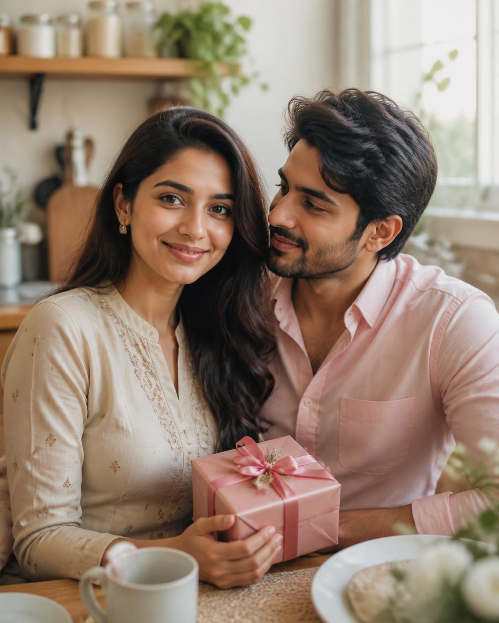 A couple opening a WrappedLove gift together